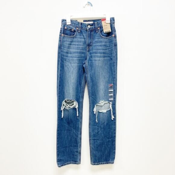Levi's NWT Women's 26 Medium Wash Cotton Mid Rise Low Pro Classic Straight Jeans - Picture 3 of 7